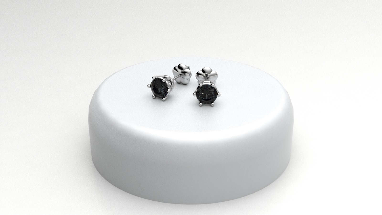 orecchini punto luce 6 griffe con diamanti neri in bianco